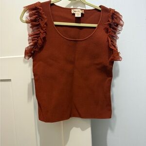 Bailey 44 Rust Ruffled Tank Top